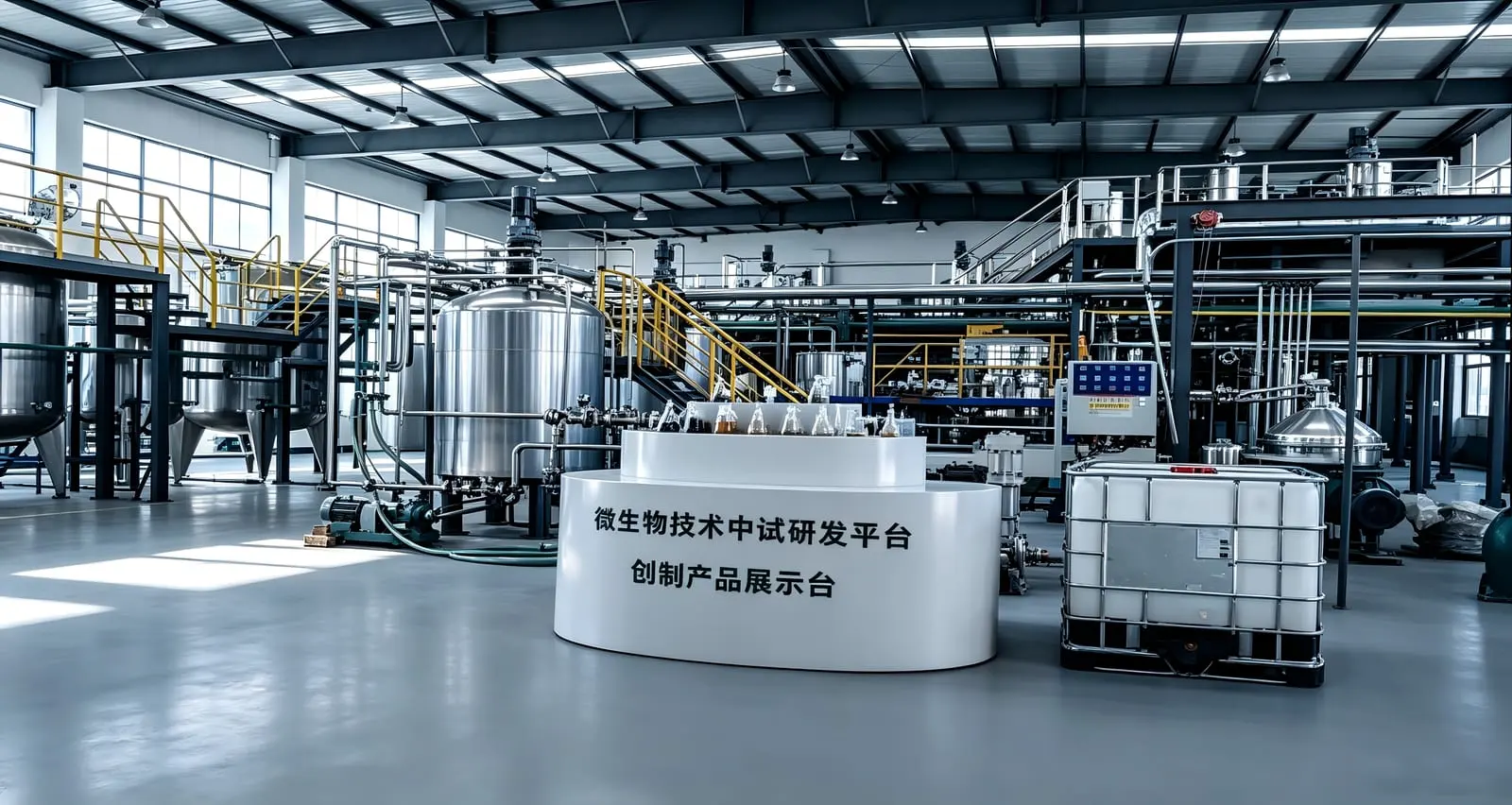 自研微生物中试平台，用于菌种复配、驯化培养与放大验证。